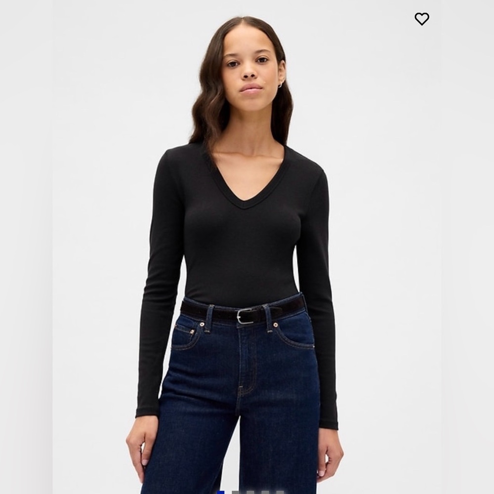 GAP Classic Black Long Sleeve V-Neck Top